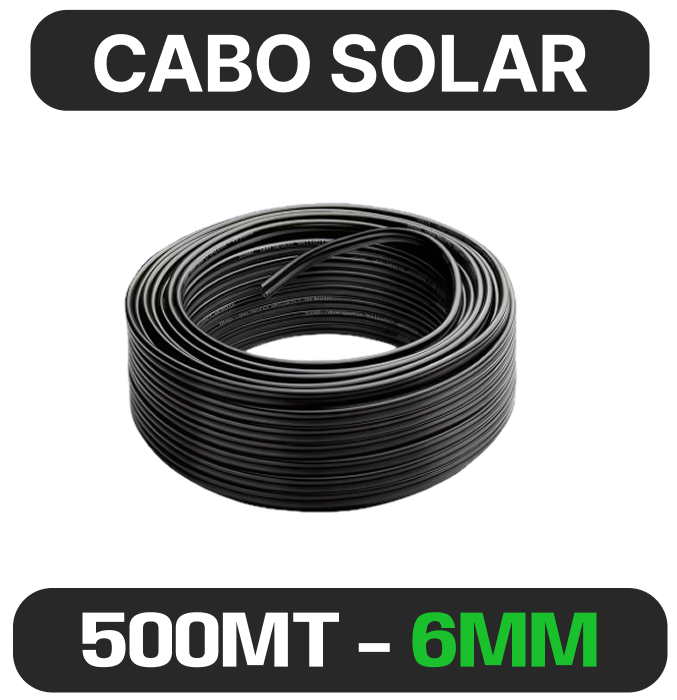 BOBINA CABO SOLAR 6MM PRETO - 500MT