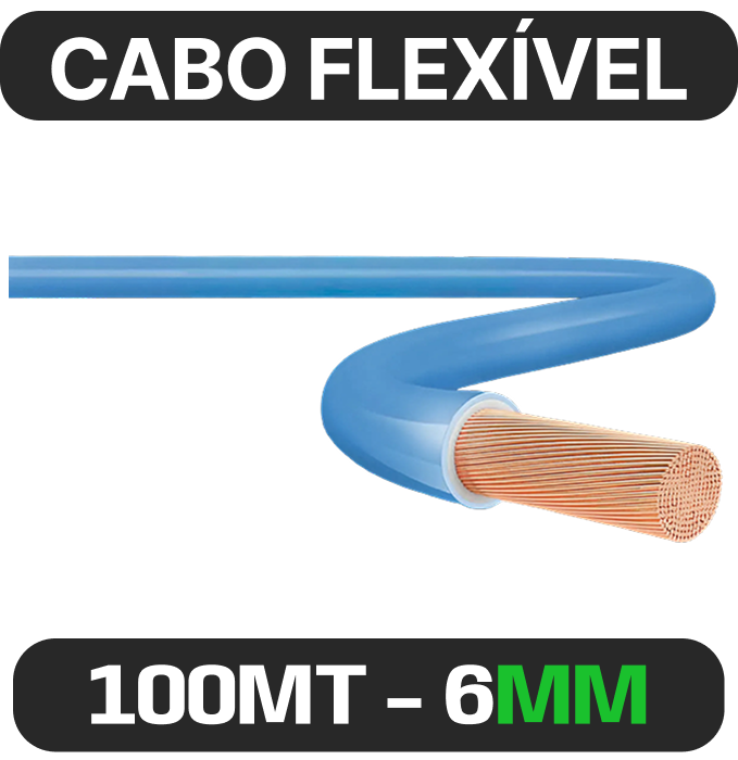 CABO FLEXIVEL 6,00MM AZUL 750V 100m