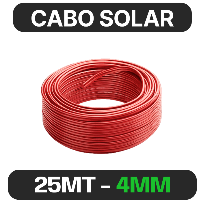 CABO SOLAR 4MM VERMELHO - 25MT