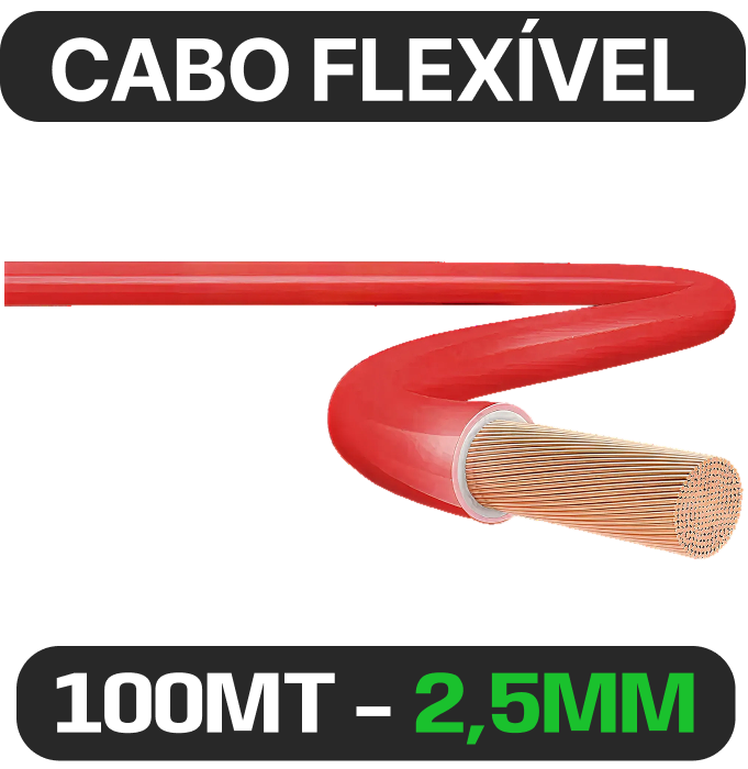 CABO FLEXIVEL 2,5mm VERMELHO 750V 100m