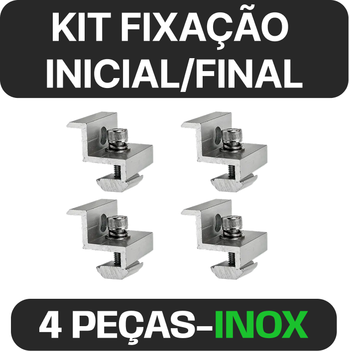 KIT FIXAÇÃO GRAMPO FINAL FRAME 30/35MM PARAFUSOS INOX COM 4 UNIDADES