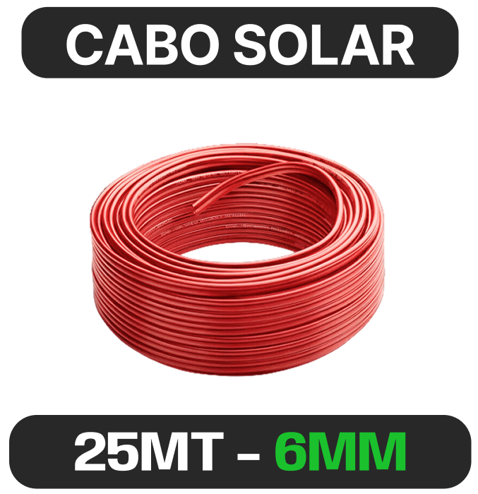 CABO SOLAR 6MM VERMELHO - 25MT