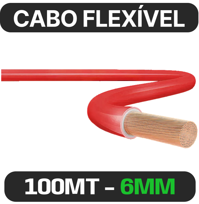CABO FLEXIVEL 6,00MM VERMELHO 750V 100m