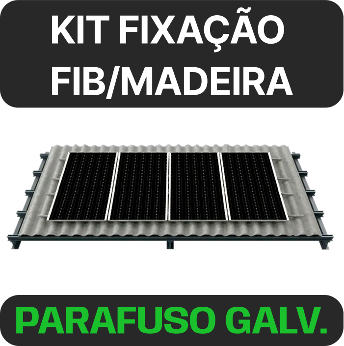 KIT FIXAÇÃO TELHA FIBROCIMENTO PARAFUSO GALVANIZADO MADEIRA PARA 4 MODULOS