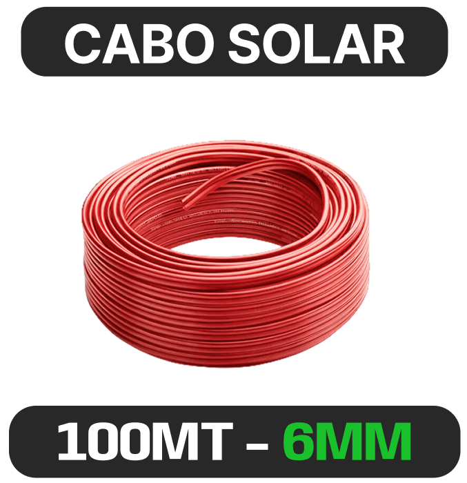 CABO SOLAR 6MM VERMELHO - 100MT