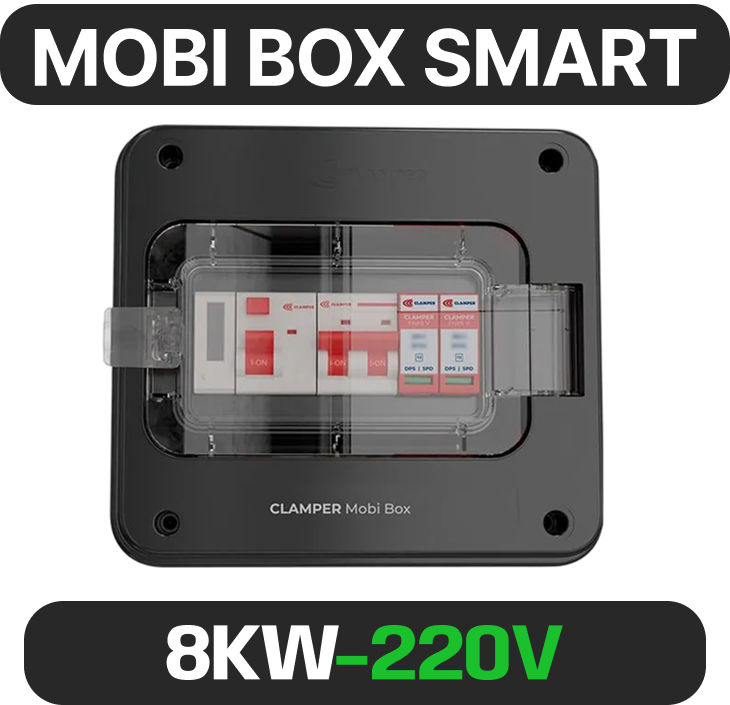 QUADRO DE PROTEÇÃO PARA CARREGADORES VEICULARES MOBI BOX CLAMPER SMART 220V 8KW P M
