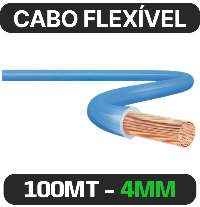 CABO FLEXIVEL 4,00MM AZUL 750V 100m