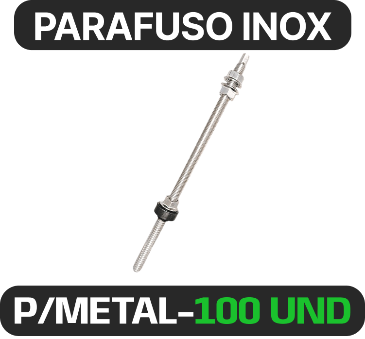 PARAFUSO INOX M10X250 PARA METAL 100 UN